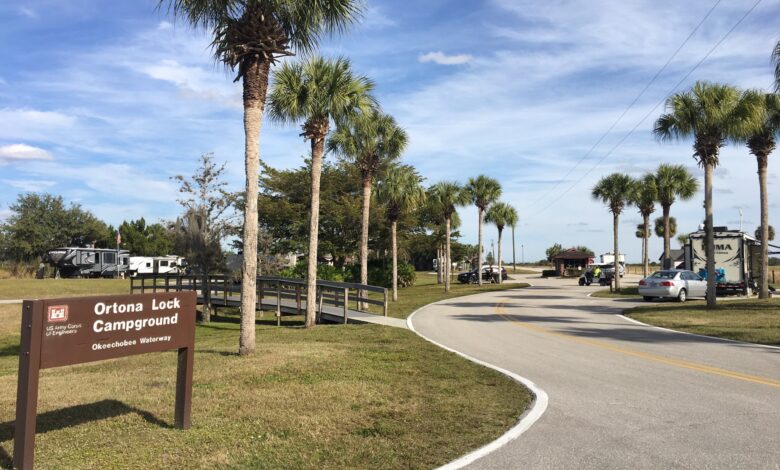 Image of the campground entrance at the USACE project in Florida.