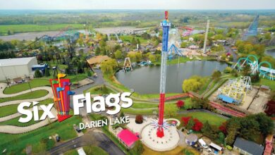 Arial view of Six Flags Darien Lake