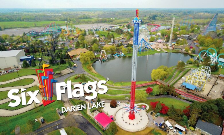 Arial view of Six Flags Darien Lake