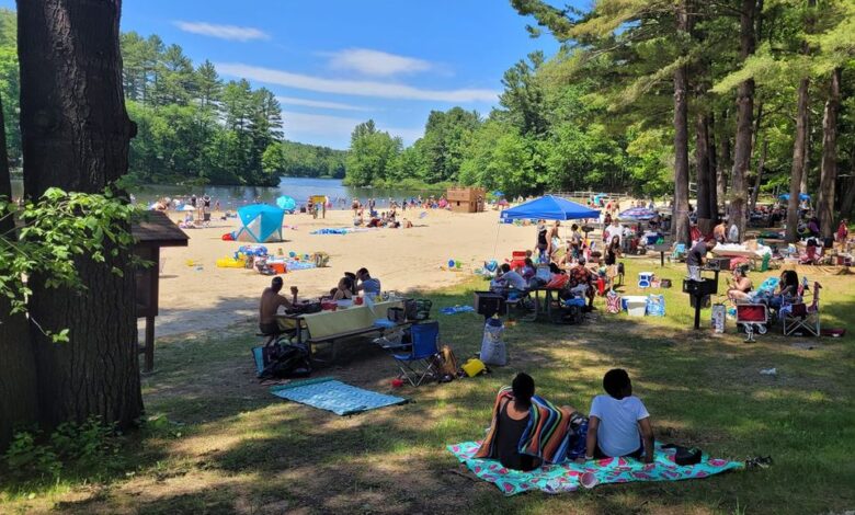 Photo of beach at Buffumville Lake, Mass.