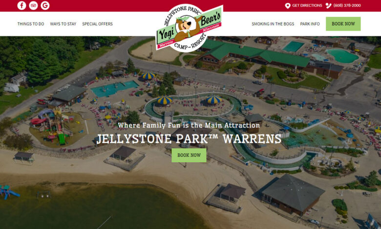 Screenshot of Jellystone Warrens website