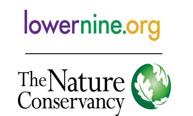 Logos of lowernine.org and The Nature Conservancy.