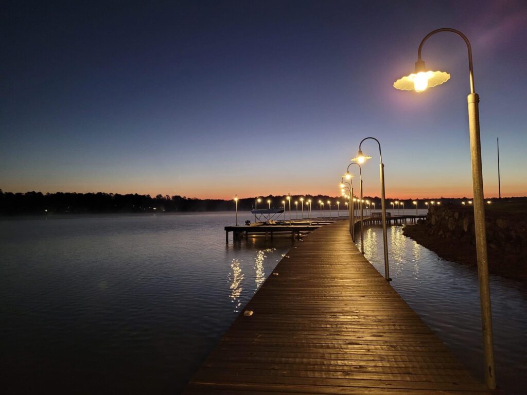 Photo of the boardwalk at The Boulders RV Park in Tyler, Texas.