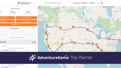 Screenshot of a trip planned by AdventureGenie.