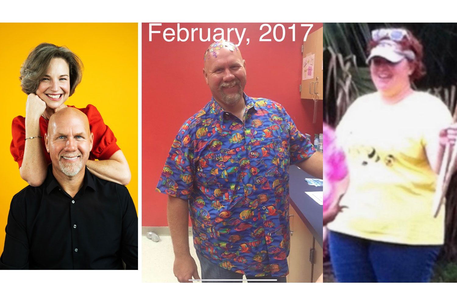 Photo of Joe and Rachel Stauffer today and in 2017.