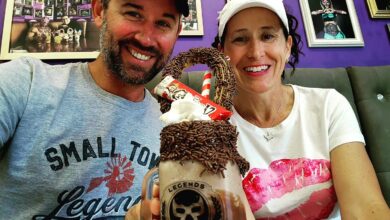 Photo of Dustin and Leslie Waggoner enjoying desert at Legends Ice Cream and Churros in Winston-Salem, N.C.
