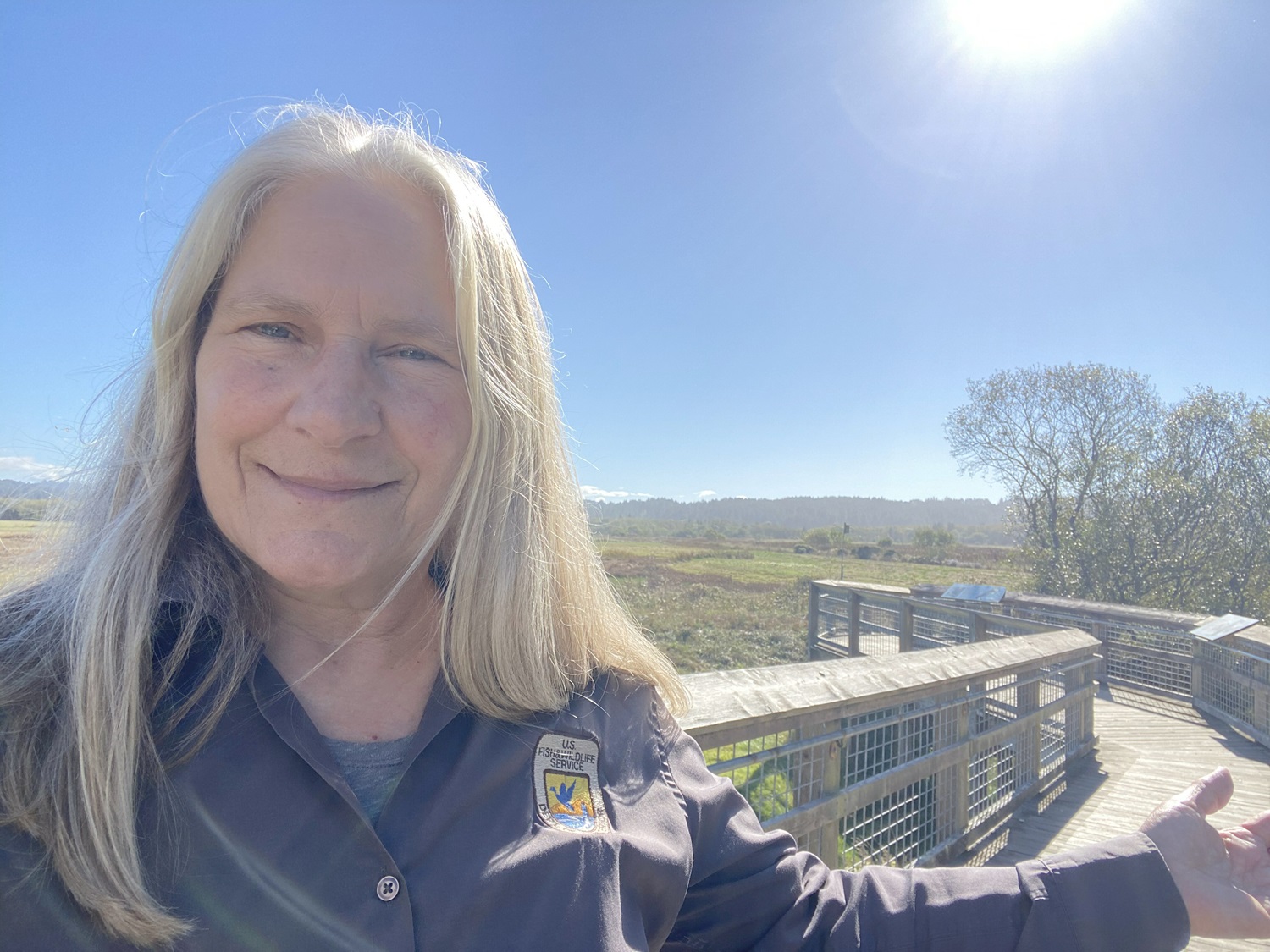 Denise Seeger, visitor services assistant, at the Humboldt Bay National Wildlife Refuge.