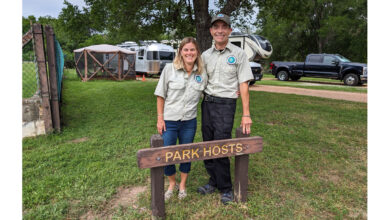 Jessi and Ari Adler often serve as camp hosts at Texas state parks.