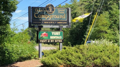 Photo of Dixon's Campground sign near Cape Neddick, Maine.