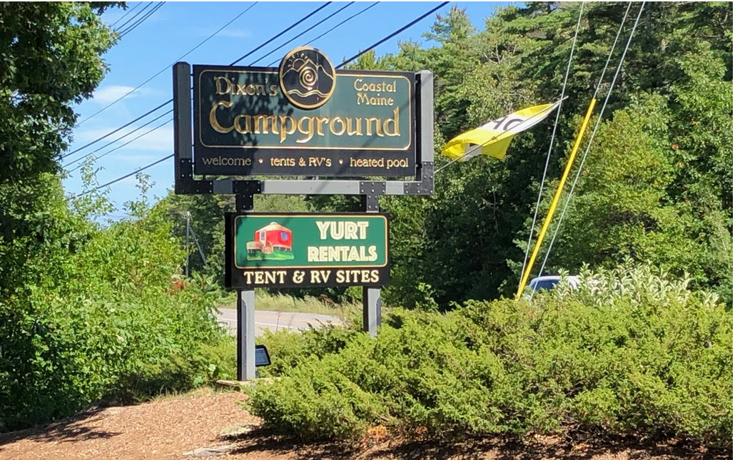 Photo of Dixon's Campground sign near Cape Neddick, Maine.