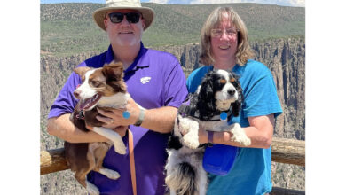 Todd and Terri Nighswonger with their dogs.