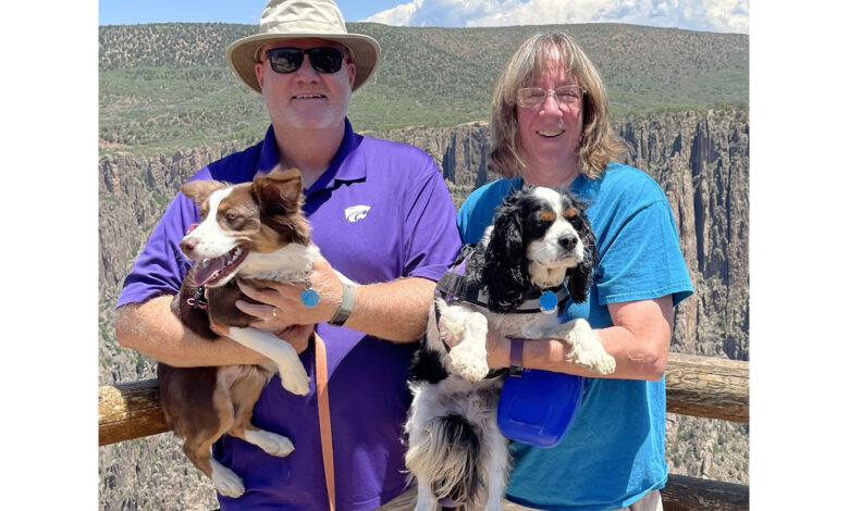 Todd and Terri Nighswonger with their dogs.