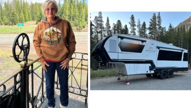 Kelly Sexton and her Brinkley fifth wheel
