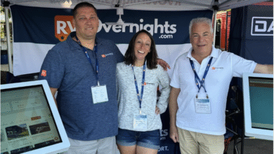 Rob Case, left, his wife, Michelle, and their business partner, Kurt Nehlig, are the team at RV Overnights.