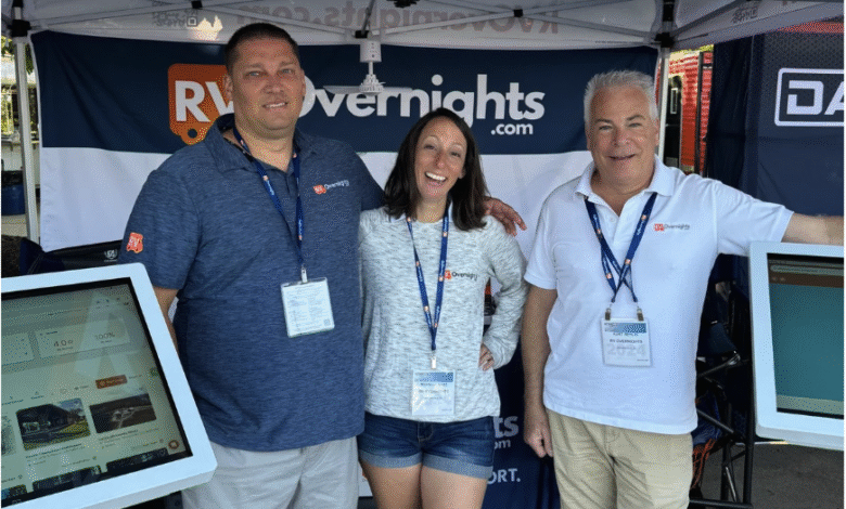 Rob Case, left, his wife, Michelle, and their business partner, Kurt Nehlig, are the team at RV Overnights.