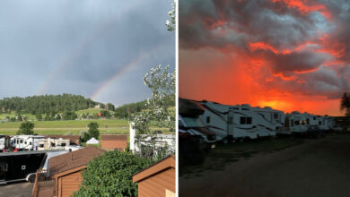 From rainbows to gorgeous sunsets, Workamper find the scenery at No Name City Campground to be as varied as the work opportunities