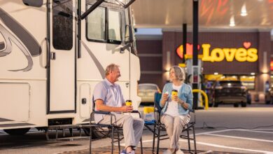 Photo of a couple relaxing at the Love's RV Stop in Jacksonville, Fla.
