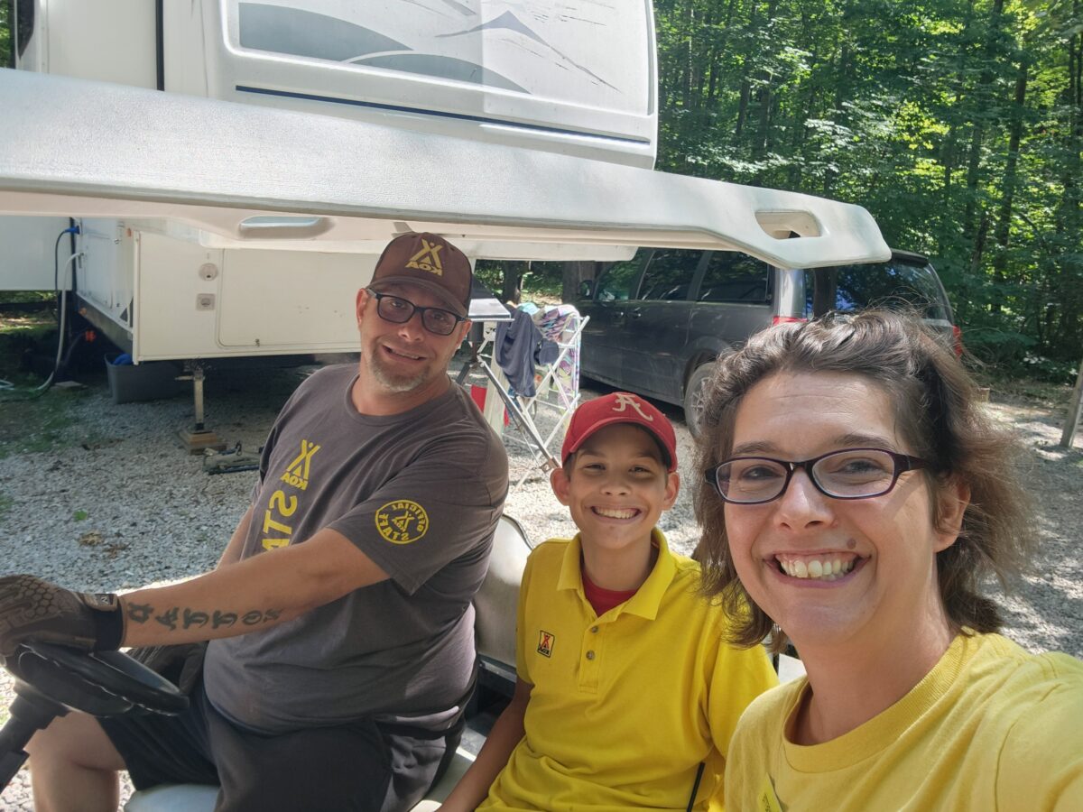Bridgette Patton, right, with husband, David, and son, Noah
